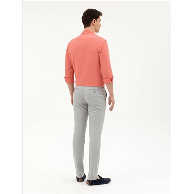 Gri Slim Fit Kanvas Pantolon