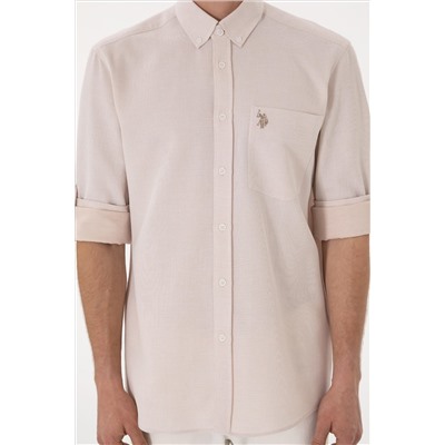 Erkek Camel Regular Fit Cepli Gömlek