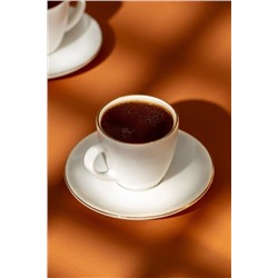 Navarre 6 Kişilik 12 Parça Kahve Fincan Takımı - Beyaz/Gold - 85 ml