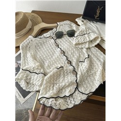 Свободный ажурный кардиган с короткими рукавами 2 цвета Н*М