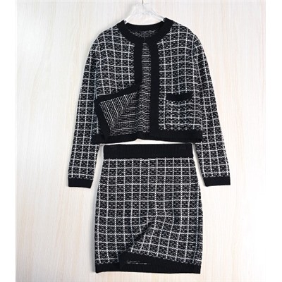 Черно-белый клетчатый костюм-двойка CHANE*L