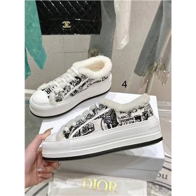 Женские кеды Dio*r Walk’*n на толстой подошве с мехом внутри