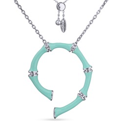 Кулон Бамбук (эмаль морская свежесть; покрытие родий) 70см, Есть комплект