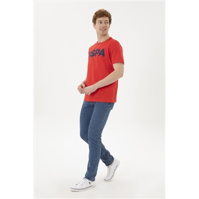 Erkek Regular Fit Bisiklet Yaka Kırmızı Basic Tişört