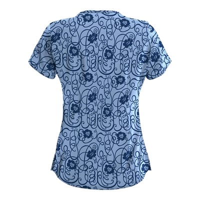 Advantage STRETCH by Butter-Soft™ Floral Conversation Navy Stretch Scrub Top