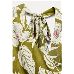 LINEN BLEND FLORAL PRINT DRESS