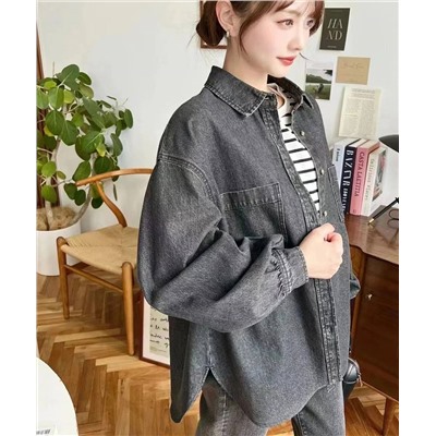 Женская свободная джинсовая рубашка