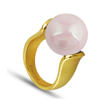 Кольцо (Майорка 16мм холодно-розовая; покрытие золото), Есть комплект