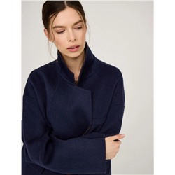 Синее полупальто оверсайз