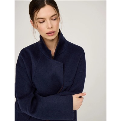 Синее полупальто оверсайз