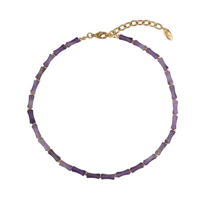 Колье Селена (аметист 12мм; покрытие золото) 40-45см, Есть комплект