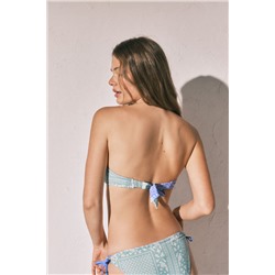 Top bikini bandeau estampado pañuelo