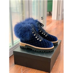 Женские ботинки с опушкой из меха лисы