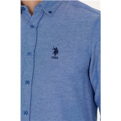 Erkek Saks Uzun Kollu Basic Gömlek