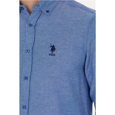 Erkek Saks Uzun Kollu Basic Gömlek