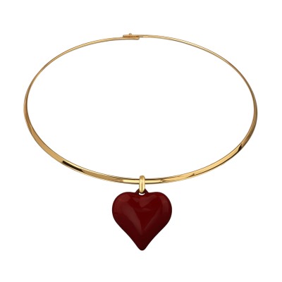 Колье-чокер Сердцебиение (2.5см, эмаль бургунди; покрытие золото) 42см, Есть комплект