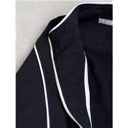 Свободный бомбер с лампасами на молнии из петельчатого футера двухнитки с эластаном