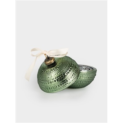 Емкость для хранения, 13х11 см, 180 мл, стекло Р/металл, зеленая, Шар, Сhristmas time