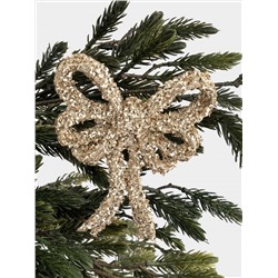 Украшение декоративное, 13 см, на клипсе, пластик, шампань, Бант, New year