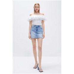 Minifalda de talle alto Azul marino