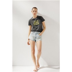 WASHED T-SHIRT WITH SLOGAN