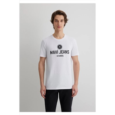 Mavi Jeans Baskılı Beyaz Tişört Slim Fit / Dar Kesim 066195-620