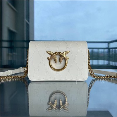 сумка PINKO, классическая сумка через плечо через плечо с двойной птицей и ромбом, регулируемая цепочка, размер: 19*14*5