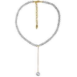 Колье (жемчуг серо-голубой 5-9мм; покрытие золото) 38-45см, Есть комплект