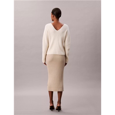 Rib Cotton Midi Skirt