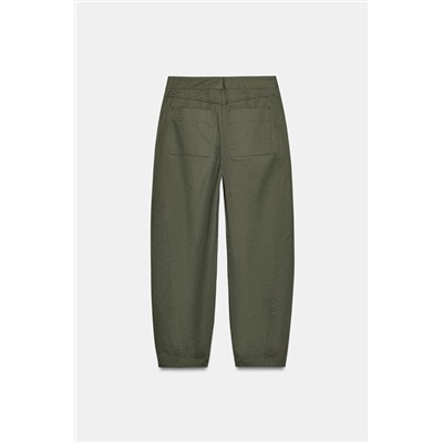 HERRINGBONE BARREL TROUSERS