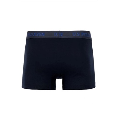 U.S. Polo Assn. 3'lü Erkek Boxer Pamuklu & Likralı, Lacivert Baskılı