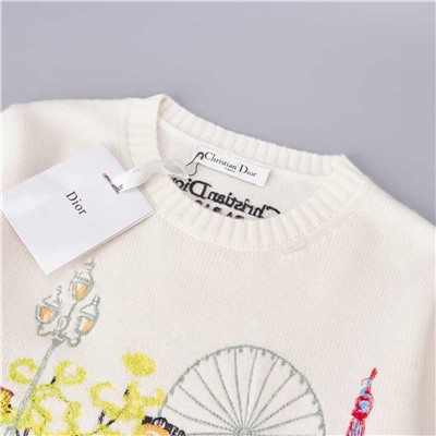 Модный женский кардиган с вышивкой и круглым вырезом Dio*r