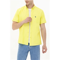 Erkek Neon Sarı Kısa Kollu Gömlek
