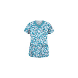 UA Daisy Mae Turquoise Print Scrub Top