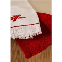 Poivre Mutfak Havlu Seti - Beyaz/Kırmızı