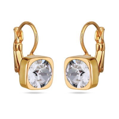 Серьги Теннис (кристаллы SW белые 8мм; покрытие золото), Есть комплект