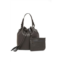 Bolso saco de piel y bolso de mano Jila Gris oscuro