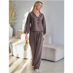 Брюки палаццо с защипами из плотного лиоцелла