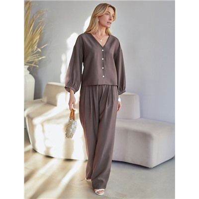 Брюки палаццо с защипами из плотного лиоцелла