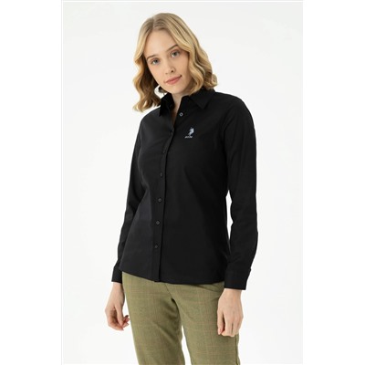 Kadın Siyah Uzun Kollu Basic Gömlek