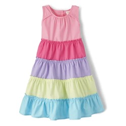 Girls Colorblock Tiered Dress - Hello Cupcake