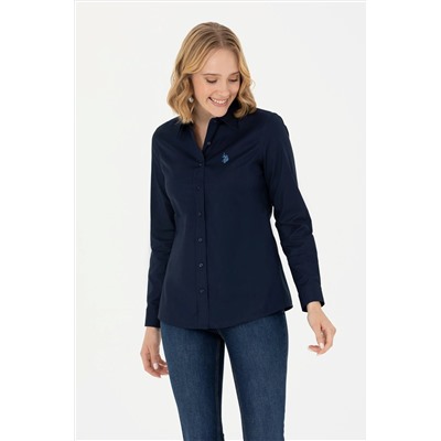 Kadın Lacivert Uzun Kollu Basic Gömlek