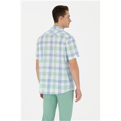 Erkek Saks Kısa Kollu Gömlek