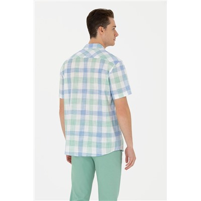 Erkek Saks Kısa Kollu Gömlek