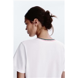 CHUNKY KNIT COLLAR SLOGAN T-SHIRT