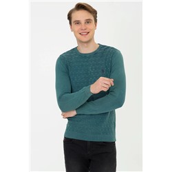 Erkek Yeşil Basic Kazak