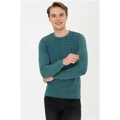 Erkek Yeşil Basic Kazak