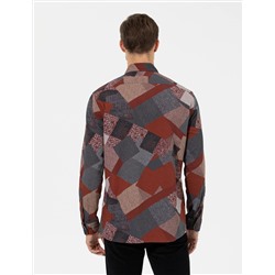 Turuncu Slim Fit Uzun Kollu Gömlek