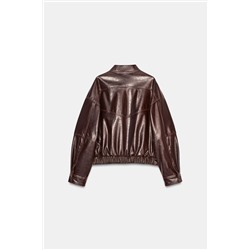 LEATHER EFFECT BOMBER JACKET