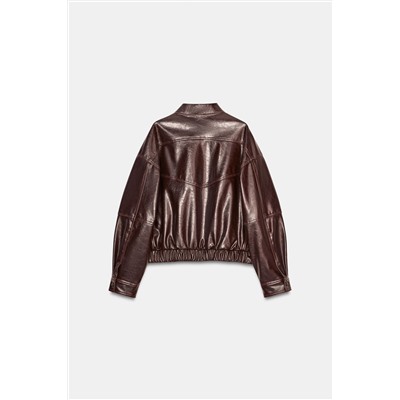 LEATHER EFFECT BOMBER JACKET